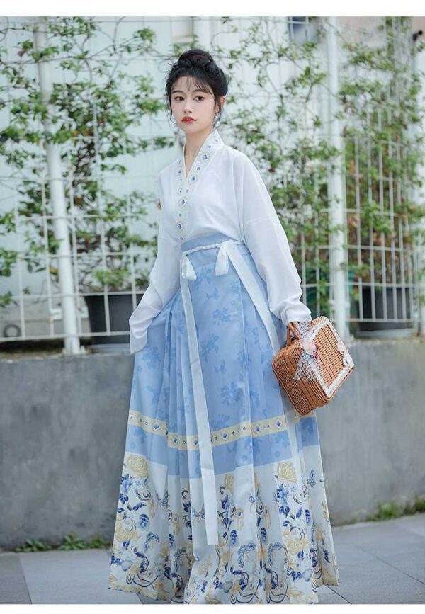 水藍馬面套裝 | 新中式飛機袖 - 改良女裝漢服：圖片 5