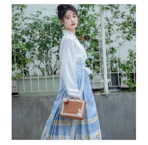 水藍馬面套裝 | 新中式飛機袖 - 改良女裝漢服：圖片 7